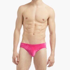 Men’s 2-Xist Pink Velour Briefs, Size Medium